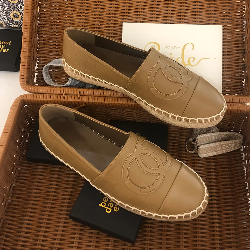 2023 New Women Peas Shoes MarHermoso Slip-on Rushed Flax Flats Casual Bohemian Loafers Summer White Color