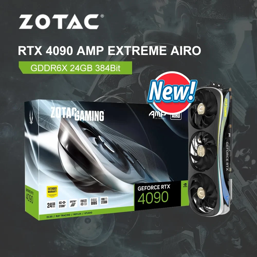 

ZOTAC New RTX 4090 RTX4090 Graphics Card GDDR6X NVIDIA GPU 4nm 24GB 384Bit 12Pin Video Card Gamer RGB 2235Mhz placa de video