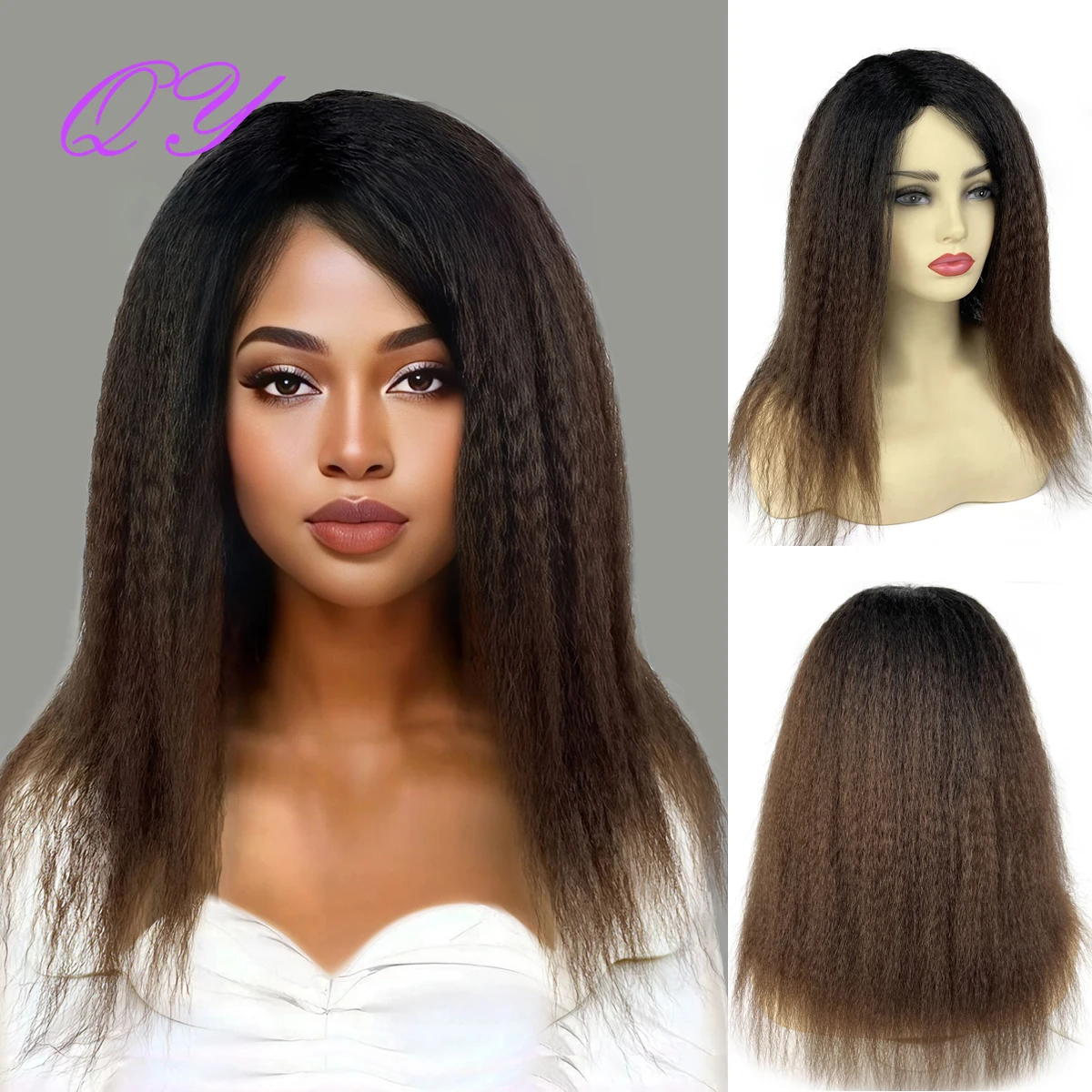 Синтетический прямой парик Yaki коричневые (#4) парики для африканских женщин