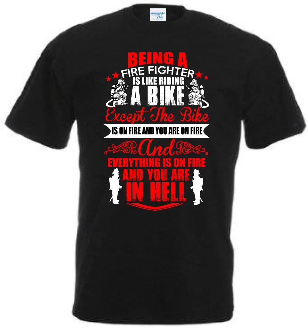 

New Fashion Cotton Print Men T-Shirt Fun Fireman Fireman Tee Shirt Gift Ideas Short Sleeve Custom Aldult Teen Unisex Classic