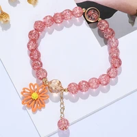 korean new daisy flower bracelets for women handmade colorful crystal beaded elastic rope bracelet fashion jewelry party gifts