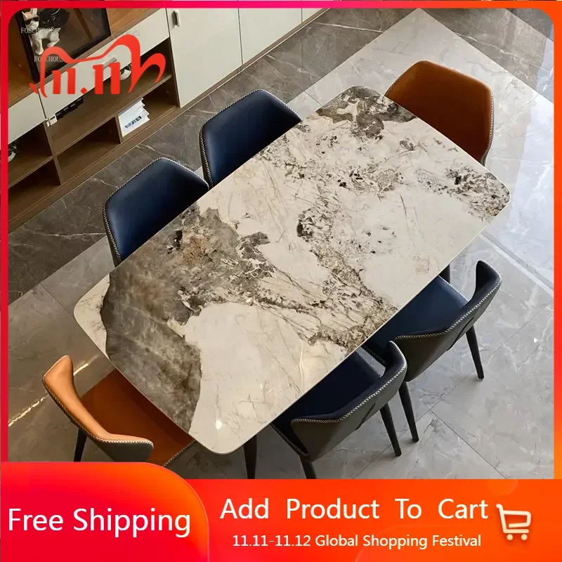 

Italian Luxury Modern Dining Room Sets Slate Dining Tables Set Household Small Dining Table Simple Cafe Tables Home Furniture