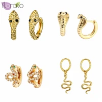 925 sterling silver ear needle inlaid crystal snake earring cross hoop earrings for women animals pendant earrings jewelry gifts