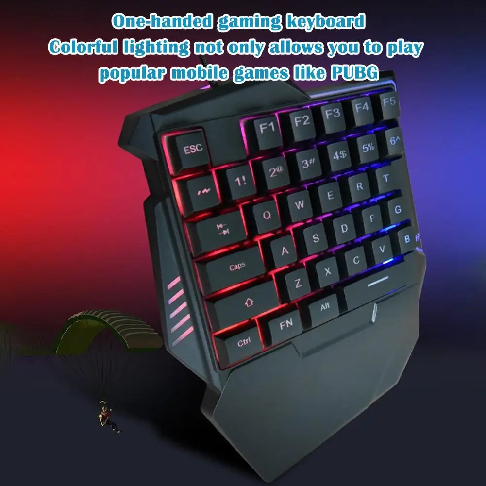 Gamwing G7 Бесшумная проводная игровая клавиатура для одной руки Красочная RGB