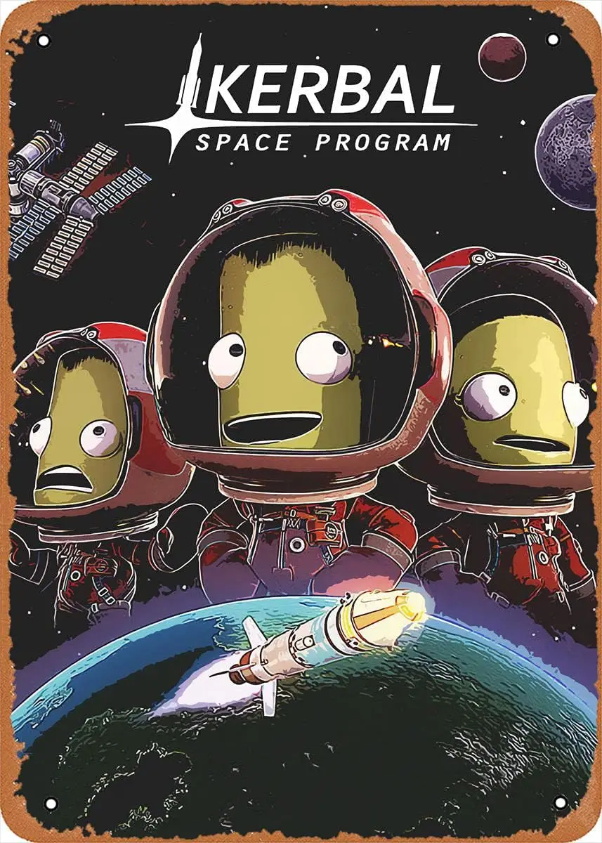 Metl Sgn - Shdow Kerbl Spce Progrm 812 nch Vntge Look Tn Br Mn CVE Wll Decorn