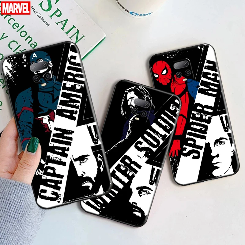 

Marvel Avengers For Xiaomi Redmi Note 9S Phone Case 6.67 Inch Soft Silicon Coque Cover Black Funda Spiderman Iron Man