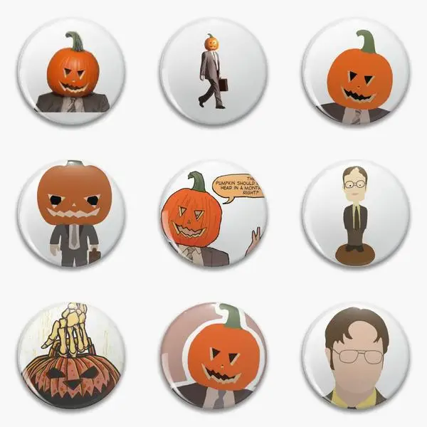 

Dwight Pumpkin Head Perfect Soft Button Pin Customizable Lapel Pin Women Collar Fashion Creative Metal Hat Cute Gift Funny Decor