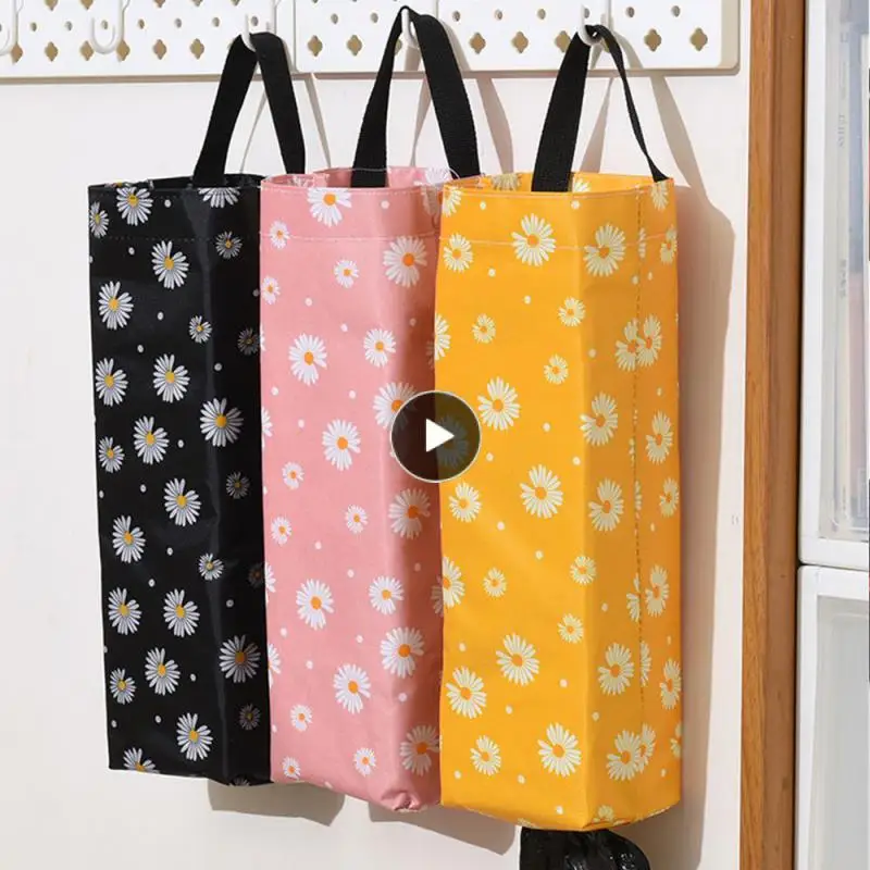 

Breathable Mesh Hanging Storage Bags Mesh Material Easy To Carry Plastic Bags Wall Mounted Garbage Fresh Little Daisy Pattern
