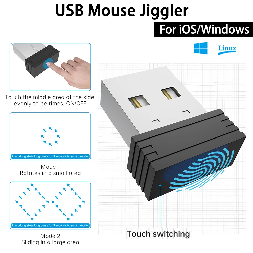 

USB-мышь, недетектируемая компьютерная мышь, подвижный USB-адаптер «Мама» для Type-C OTG, поддерживает компьютер в сознании, имитирует мышь