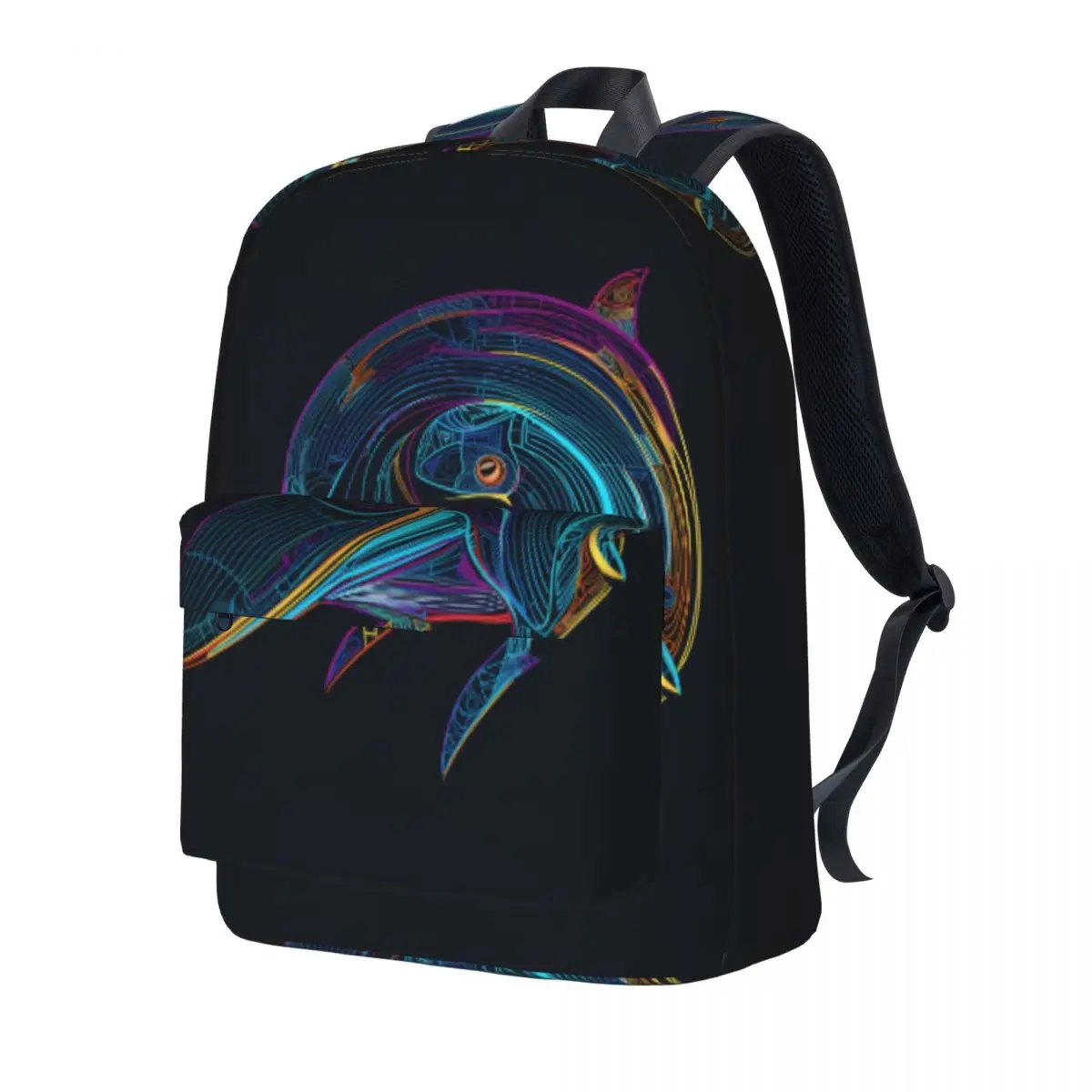 

Dolphin Backpack Neon Line Art Novelty Backpacks Boy Cycling Soft High School Bags Designer Rucksack