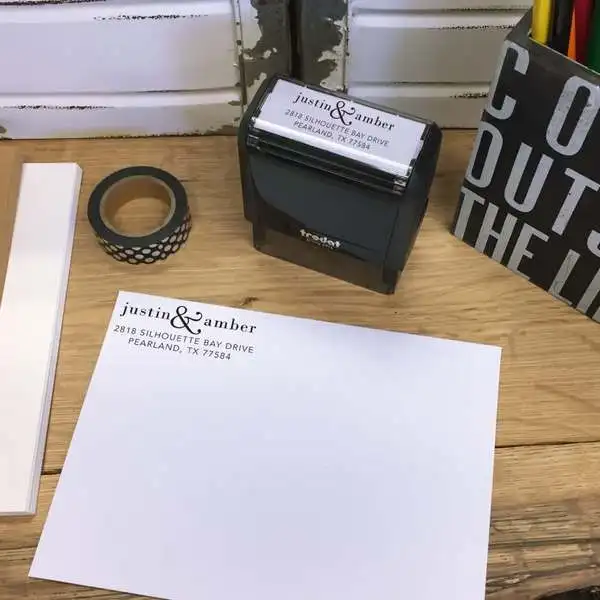

Personalized Rectangular Self-Inking Rubber Stamp - Matthew & Kate