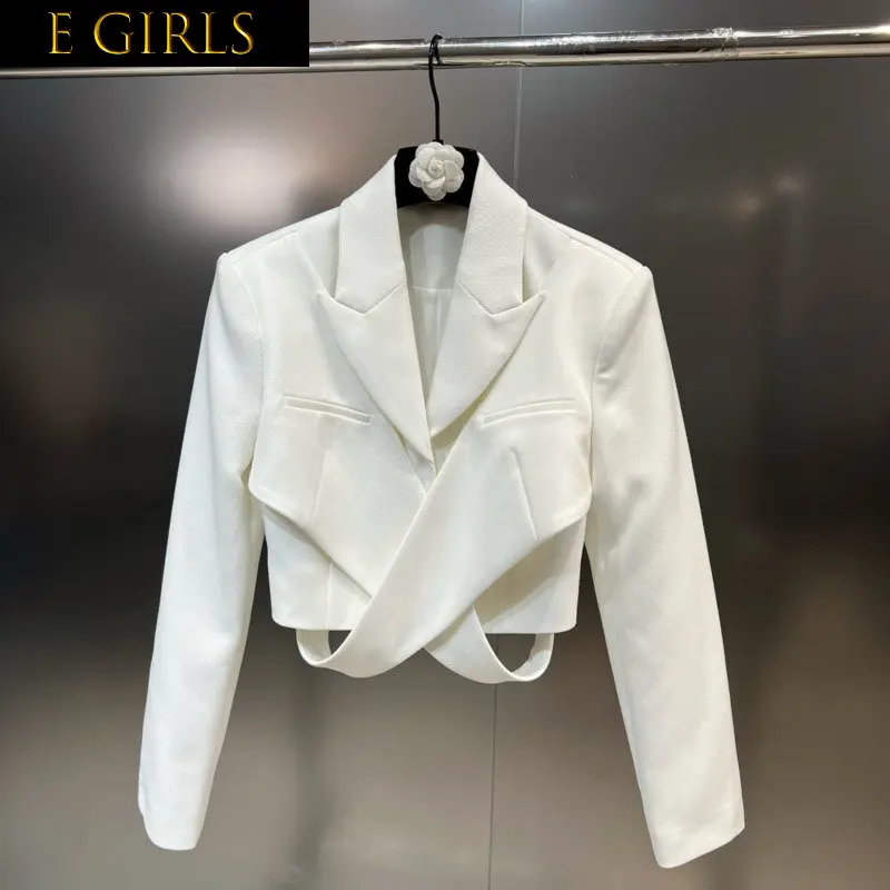 J GIRLS 2022 Autumn New Collection Long Sleeve Criss-cross Bandage Buckles Slim Jacket Women Short Coat Blazer GF819