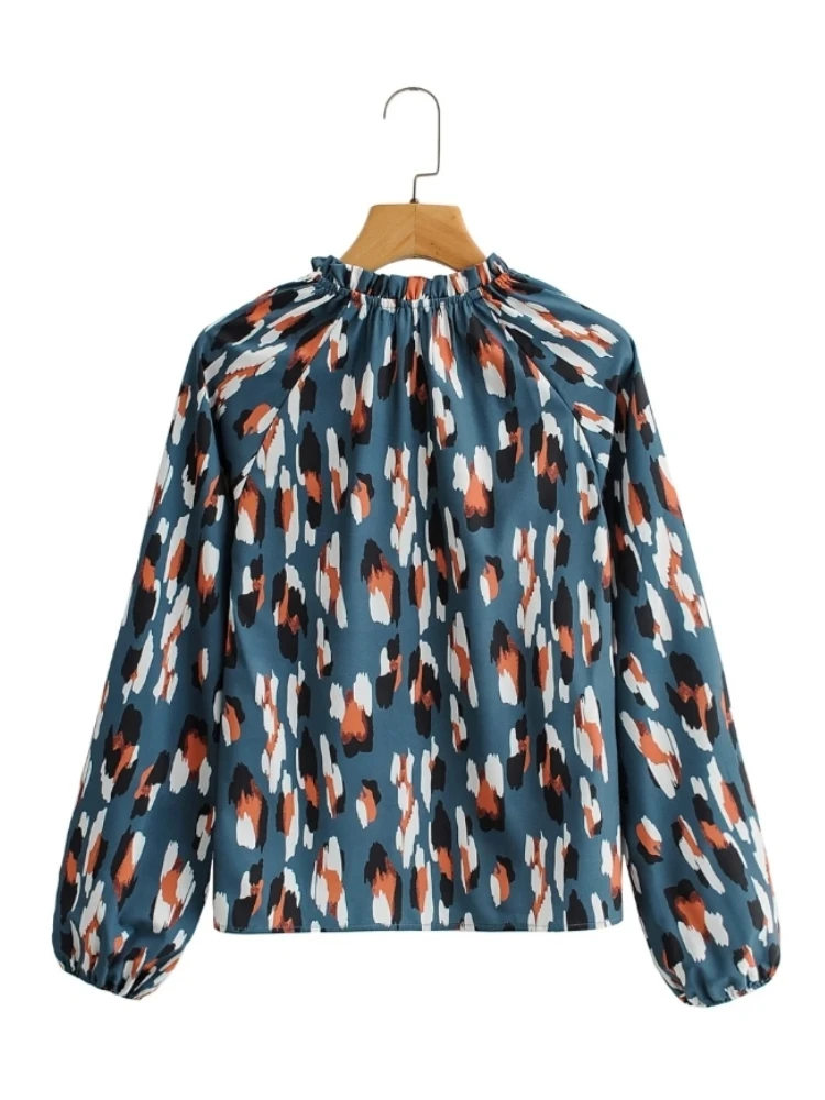 Женская блузка с длинным рукавом Повседневная Свободная рубашка цифровым