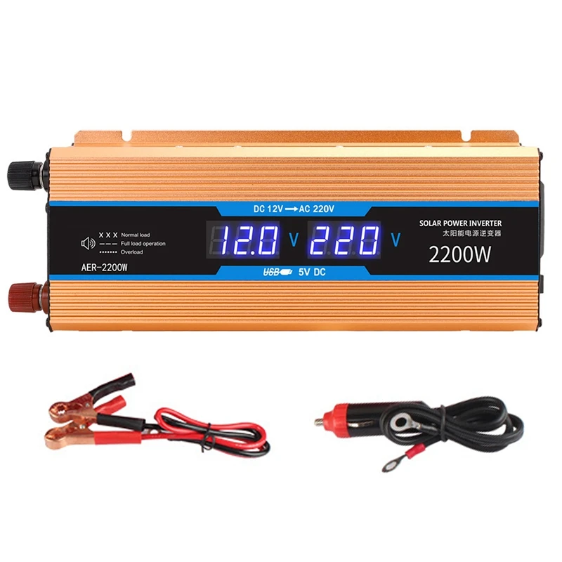 

Solar Power Inverter 2000W 1000W DC12V To AC 220V AC LCD Remote Solar RV