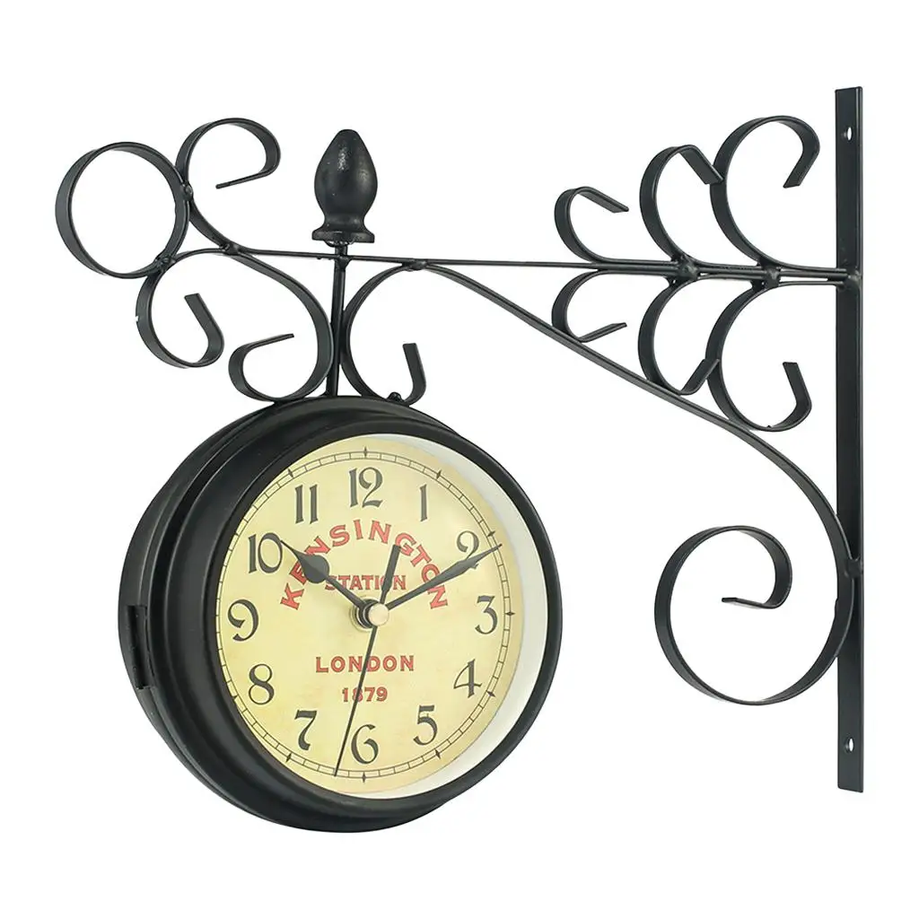

Decorative Double Faced Wall Clock Antique Wall Clock Retro Ornament Indoor/Outdoor Living Room Home Bedroom Decors