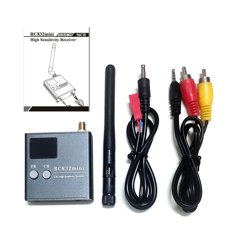 Высокочувствительный приемник RC832mini 4 9G-5 8G 56CH с A/V и кабелем питания для FPV