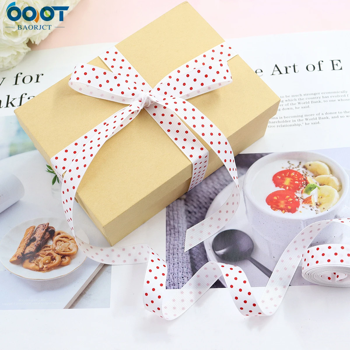 Лента в рубчик с круглым рисунком 16 мм 10 ярдов