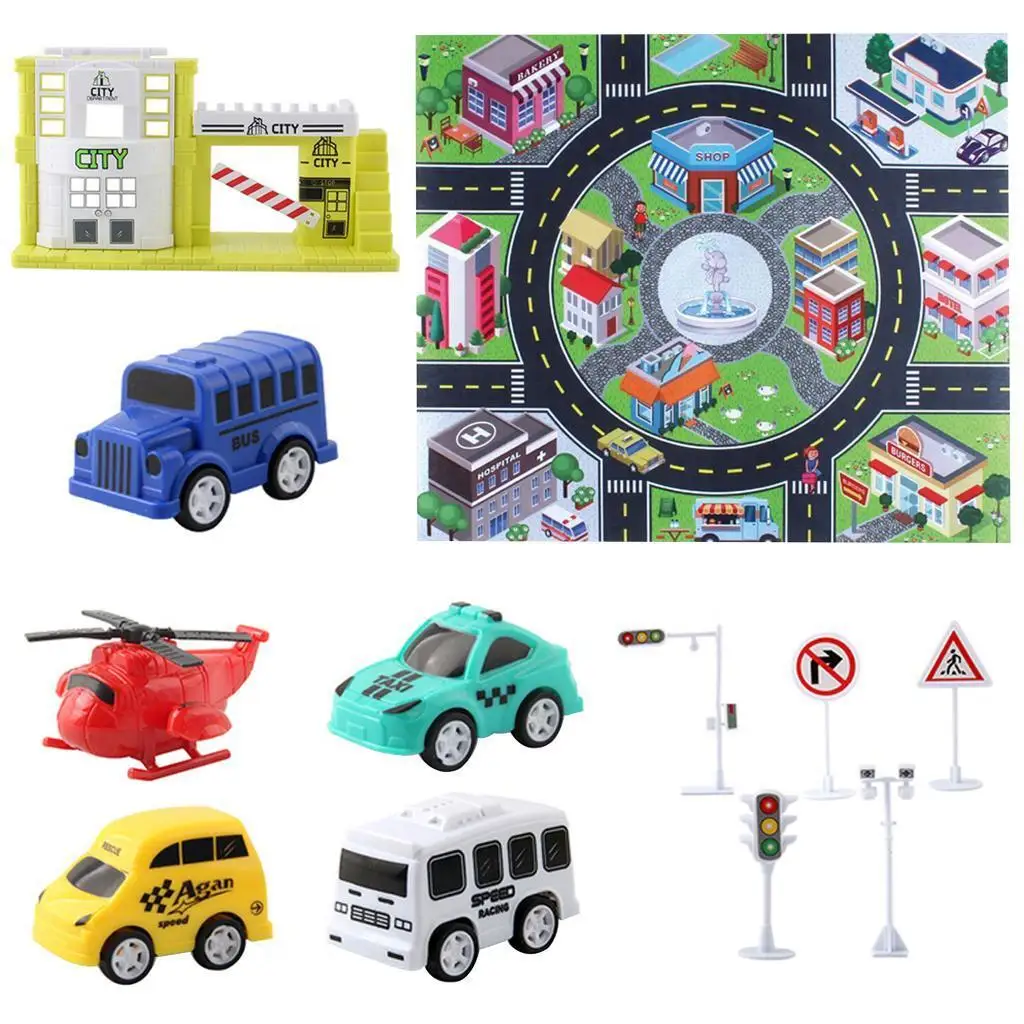 

Car Track Rug Play Mat For Kids Toddlers Carpet Road Toy Police Car
