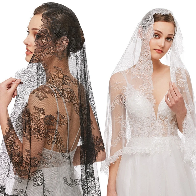 

Кружевная Фата для покрытия головы, шаль, шарф, Фата для католической церкви, латиноамериканская масса, мантил