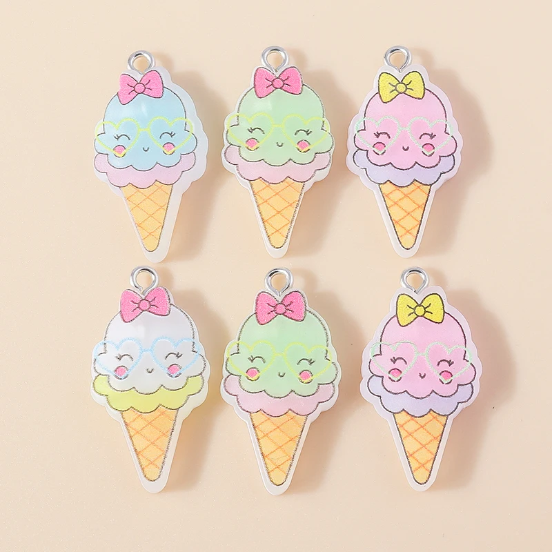 

15Pcs Cute Resin Ice Cream Charms for Dangle Earrings Bracelet Necklace Pendants DIY Jewelry Making Accessories New In 2023