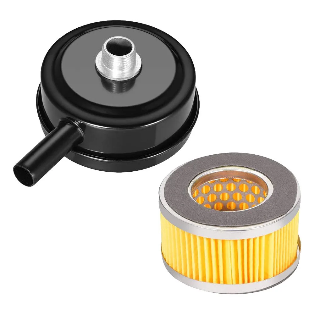 

2 Pcs Down Air Compressor Air Compressor Filter Accessories 10.2X9.5CM Black Iron Silencer