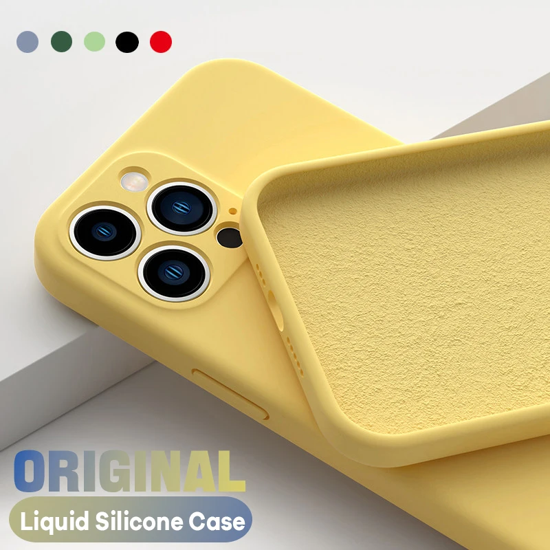 Luxury Liquid Silicone Phone Case For iPhone 11 12 13 14 Pro Max Mini X XR XS SE 6 7 8 PLUS Lens Full Bag Shockproof Back Cover