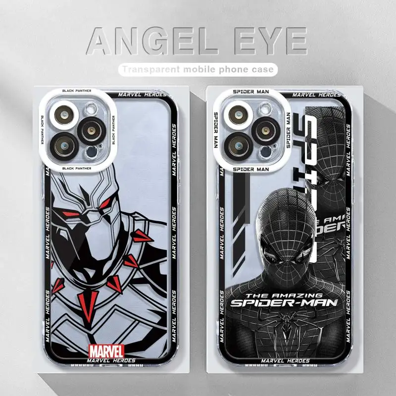 

Marvel Superhero Black Panther For iPhone 14 11 12 13 Pro Max XS XR X 7 8 6 6S Plus Silicone Clear Cover Print Frame Funda