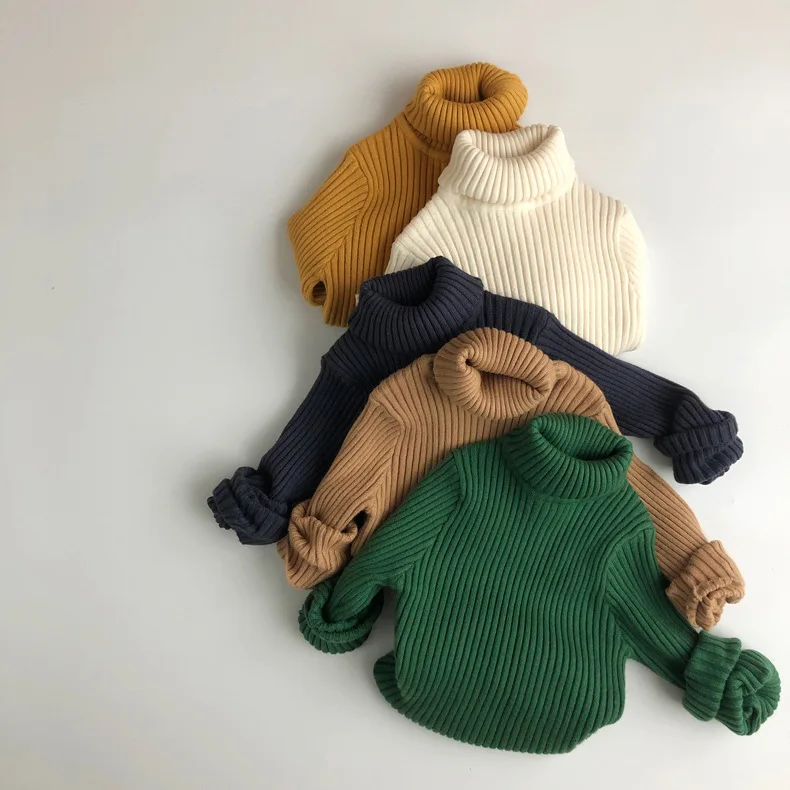 

Kids Sweaters Winter Knitted Warm Cotton Solid Sweaters Toddler Boys Girls Pullover Turtleneck Baby Long Sleeve T Shirt Clothing