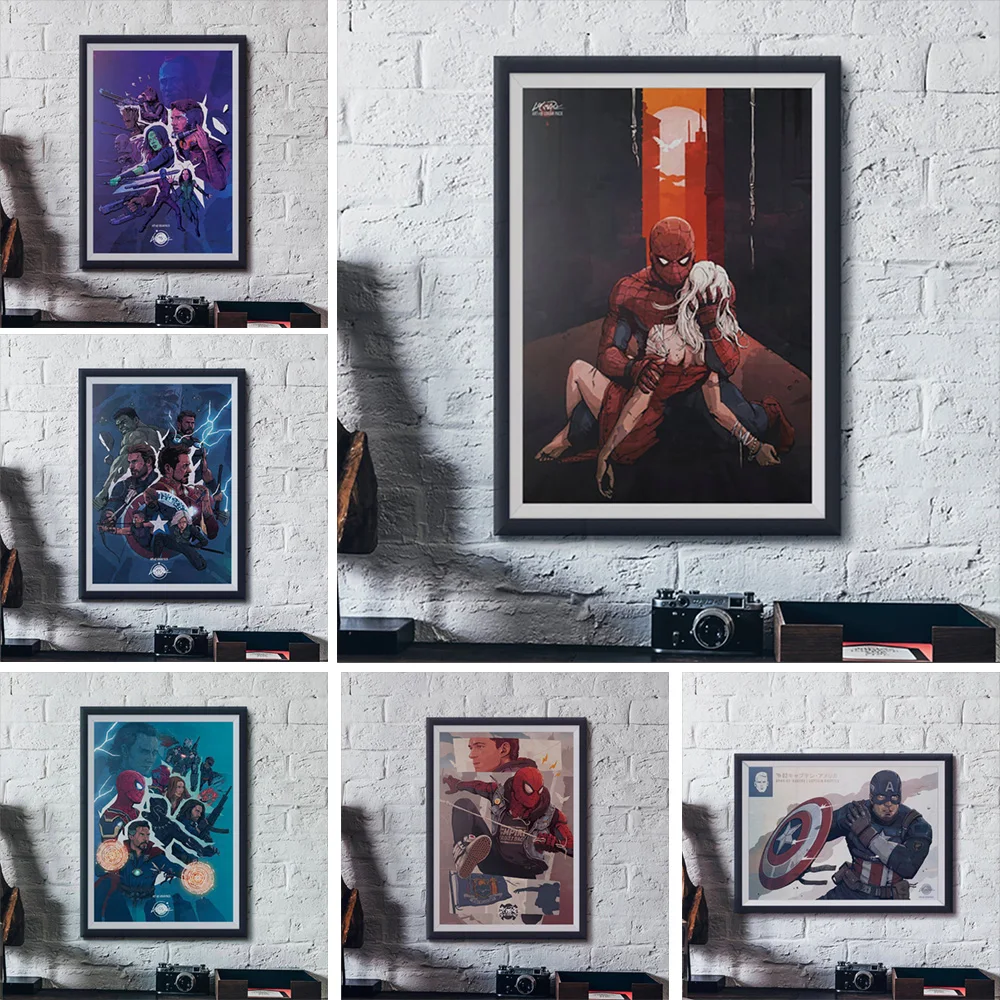 

Модульный холст Marvel Человек-паук HD Печать Мстители искусство стены фотокартины Железный человек для гостиной домашний декор картины