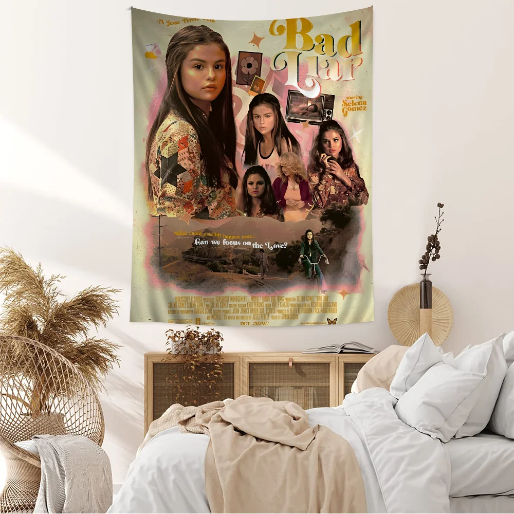S-Selena G-Gomez Cartoon Tapestry For Living Room Home Dorm Decor INS