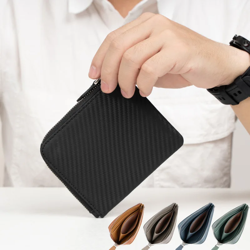 

Новинка 2022, модный мужской короткий кошелек из натуральной кожи, кошелек на молнии для монет, кошелек из коровьей кожи с несколькими кармана...