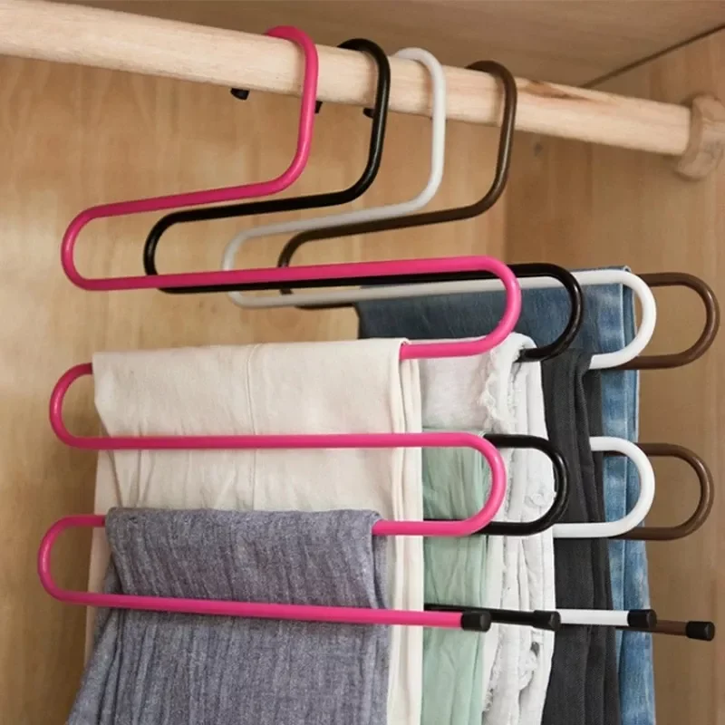 

5 Layers S Type Multifunction Pant Hangers Holders Clothes Organizer Trousers Hanger Clothing Wardrobe Storage Rack Trouser Rack