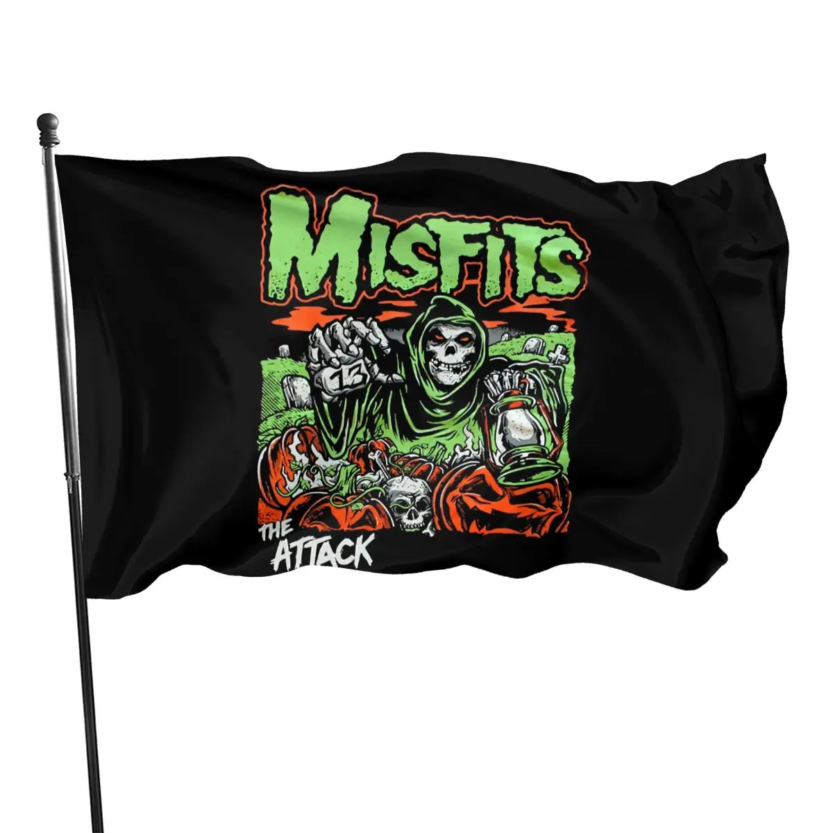 Misfits The Attack Green Skeleton мужской черный S 4Xl P1215 Юмор дышащий в продаже уличный рок флаг |