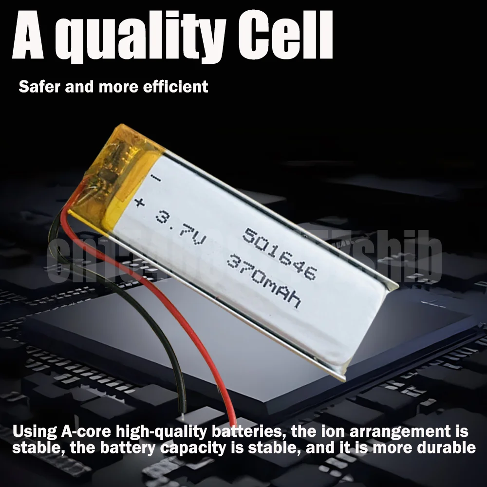 1-2pcs 3.7V 370mAh 501646 051646 Li-Polymer Rechargebale Lithium Battery For DVD VCD GPS Tracker Bluetooth Speakers Smart Watch - купить по
