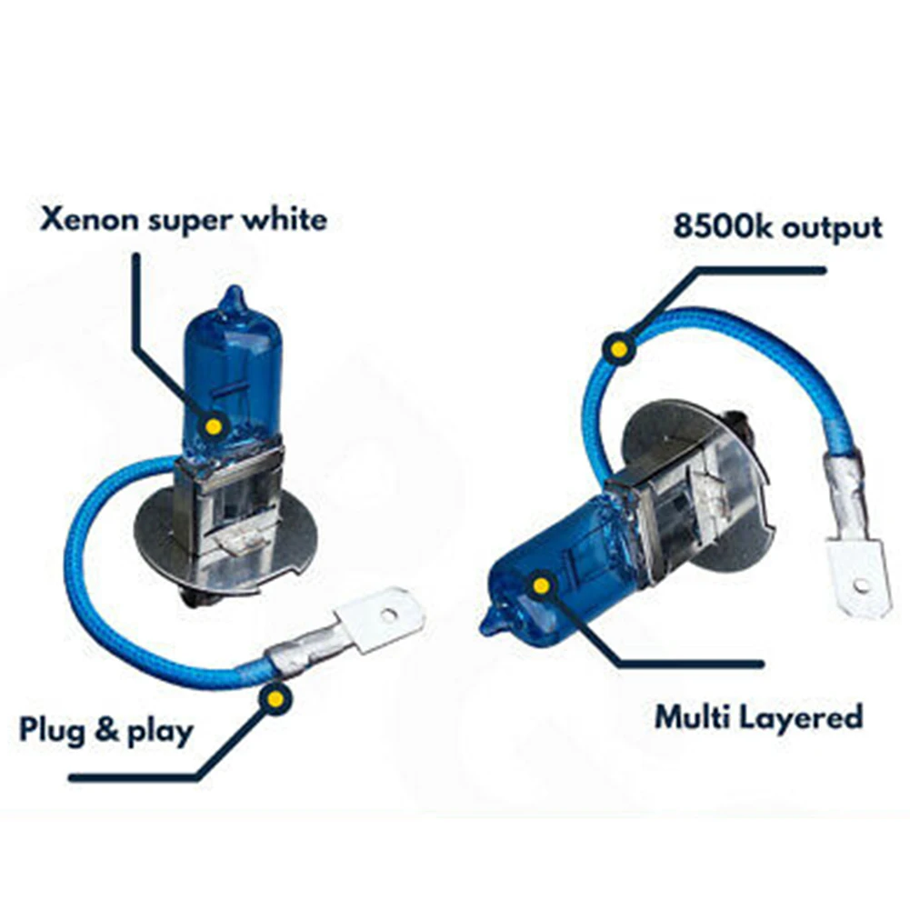 

1Pair H3 Xenon Car Bulb 100W 12v HeadLight Lamp Xenon Dark Blue Glass Replacement Car Halogen Light Bulb Super White Car Lamp