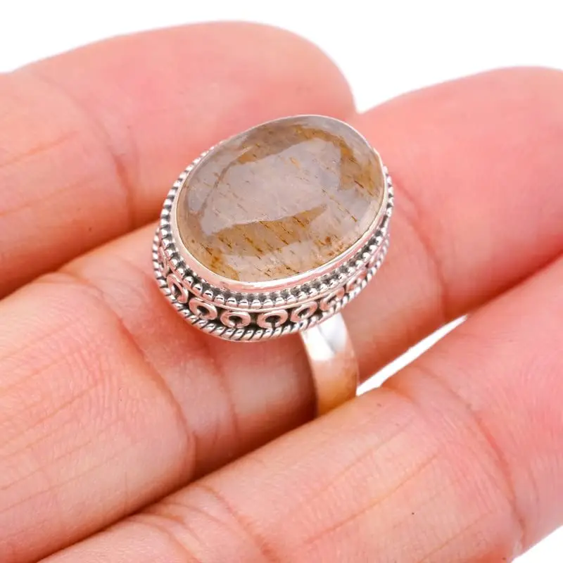 StarGems ® Кольцо ручной работы из стерлингового серебра 925 пробы с натуральной