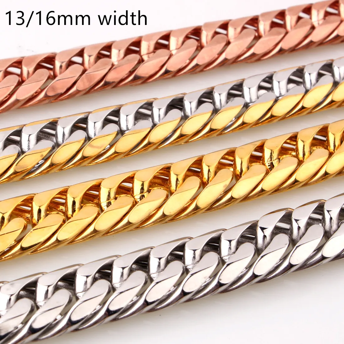 

Браслет 7-40 дюймов, ширина 13/16 мм, нержавеющая сталь 316L, серебро/золото