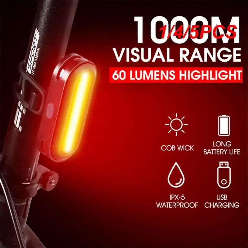 

1/4/5PCS light 360 degree rotation 600LM Taillight highlight ciclismo MTB Bike night riding flashlight