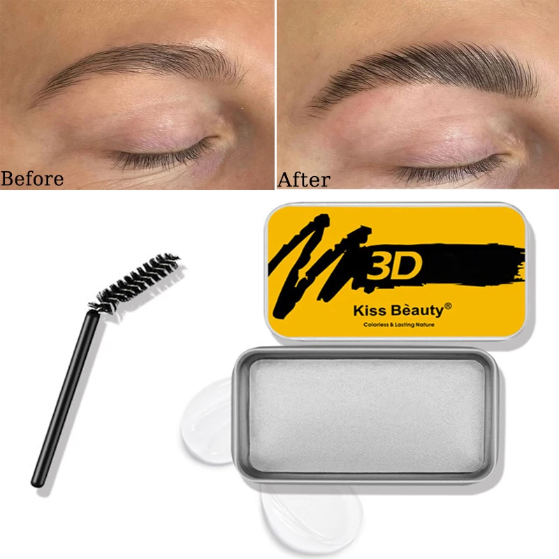 Прозрачное Мыло для бровей воск с кисточкой 3D Перьевые натуральные брови