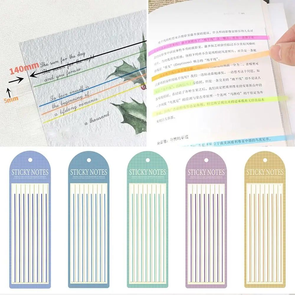 

5 Bag Stationery Bookmark Fluorescent Thin Strip Sticky Notes Page Markers Index Memo Pad Flags Tabs