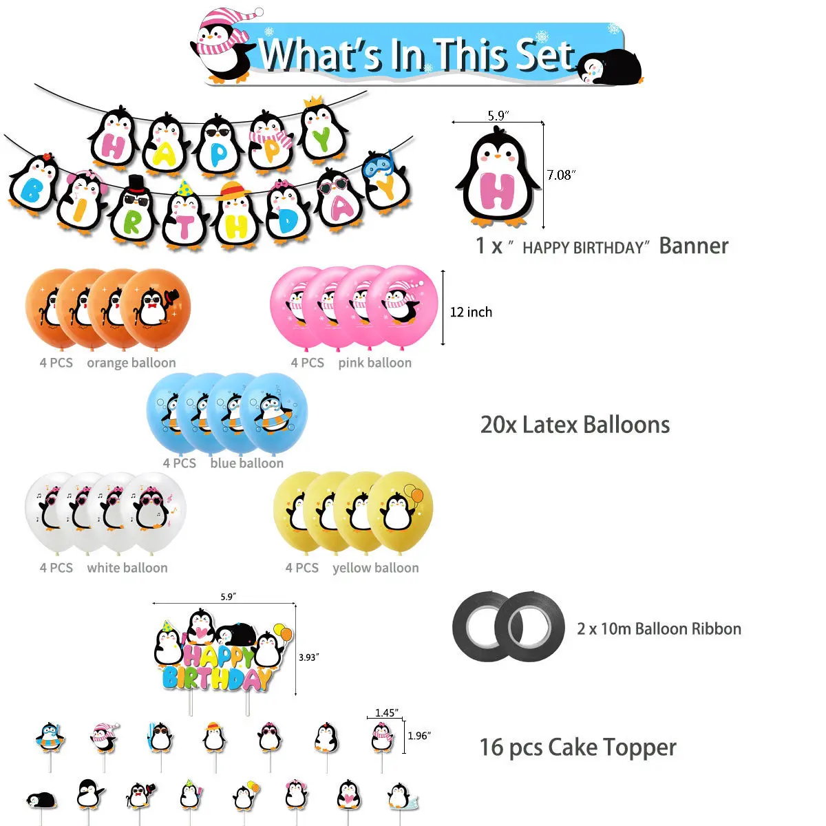 Пингвин товары для дня рождения аниме воздушные шары баннер топпер торта