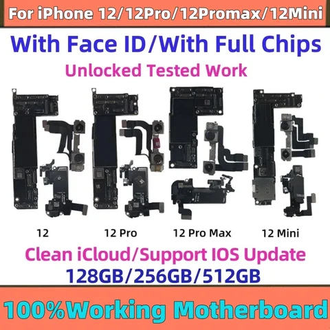Полностью протестирована, разблокированная материнская плата для iphone 12 Pro max с поддержкой Face ID, обновление для iphone 12 mini Clean iCloud Logic Board