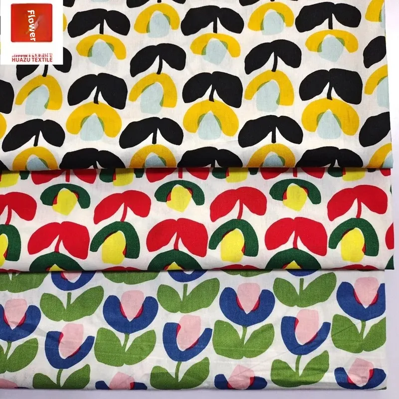 Ткань из чистого хлопка с принтом полосатая маленькая цветочная кукла одежда для