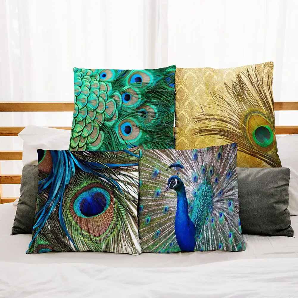 

45 X 45cm Peacock Printing Pillow Decor Home Decorative Pillows Car Sofa Cushion Cover Bed Pillowcase Animal Throw Pillow Covers