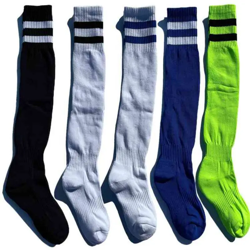 Football Socks Male High Help Sports Socks Socks Students TrainingThick Towel Bottom over-the-knee Adult Two Poles Striped Socks