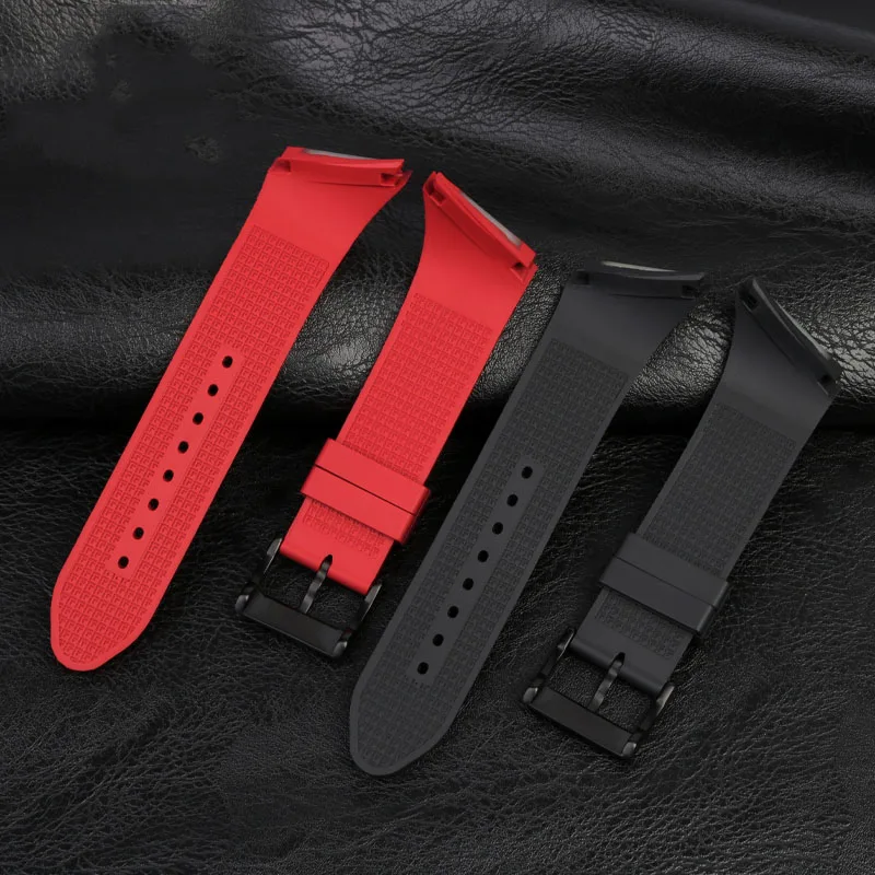 For Hamilton H24655331 H24615331 VENTURA Series Waterproof Silicone Strap Inclined Rubber Black Men's Watchband 25mm Bracelet