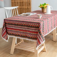 bohemian tablecloth colorful geometric cotton linen rectangular dining table cover ethnic lace table cloth kitchen table decor