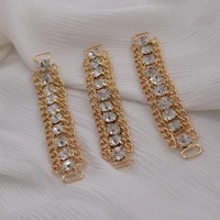 swimming wear bridal dress sew on diy handmade accessories 10pcs gold buckles with crystal rhinestone chain bikini connector