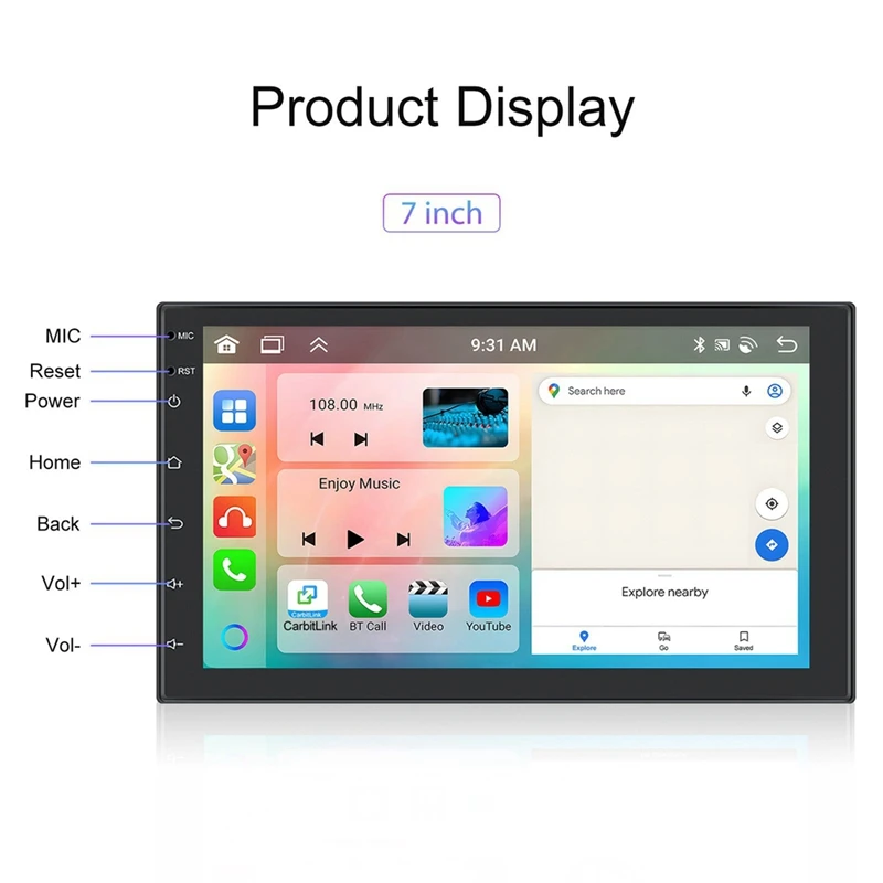 Android 13 7-дюймовый автомобильный радиоприемник 2 Din Беспроводной Carplay Auto