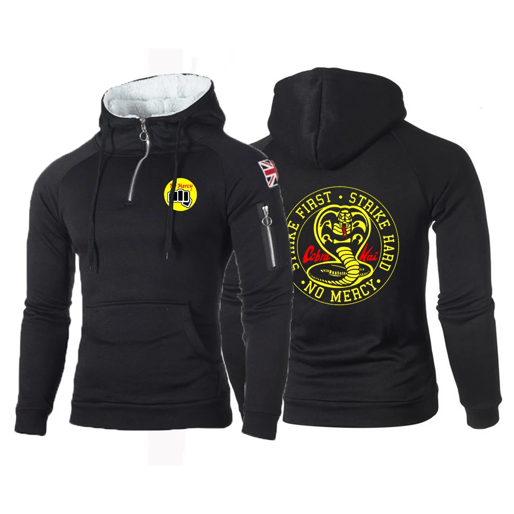 

2022 Cobra Kai No Mercy Strike First Strike Hard Mens Spring And Autumn Print Hoodie Sweatshirt Long Sleeve Zip Coat Jacket